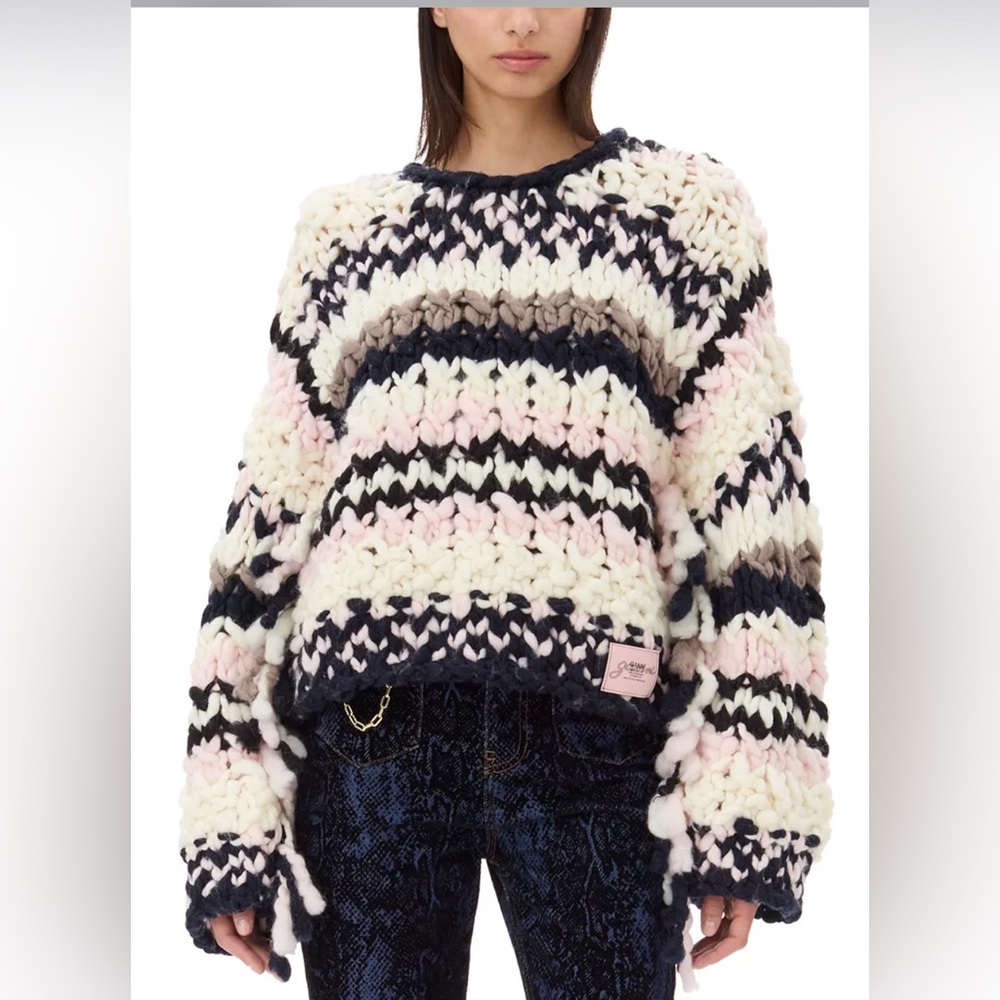 Ganni Striped Wool Sweater | M | NWT